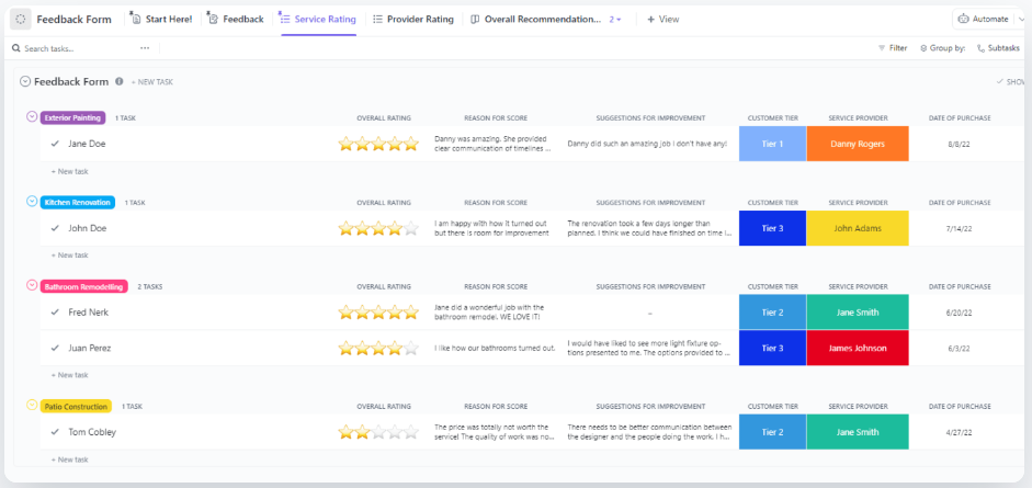 Quickly gather meaningful feedback from employees and track employee sentiment over time with the ClickUp Feedback Form Template