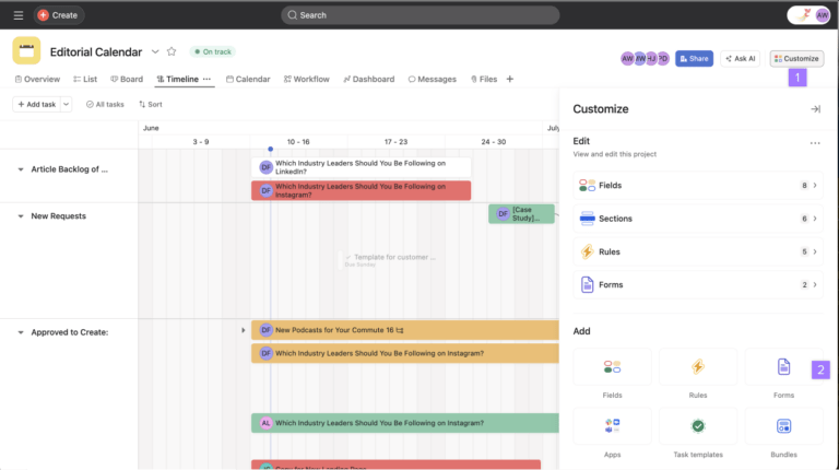 วิธีสร้างแบบฟอร์มใน Asana