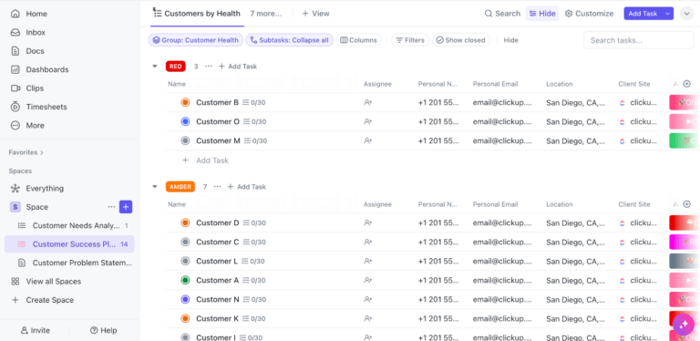ClickUp Customer Success Plan Template