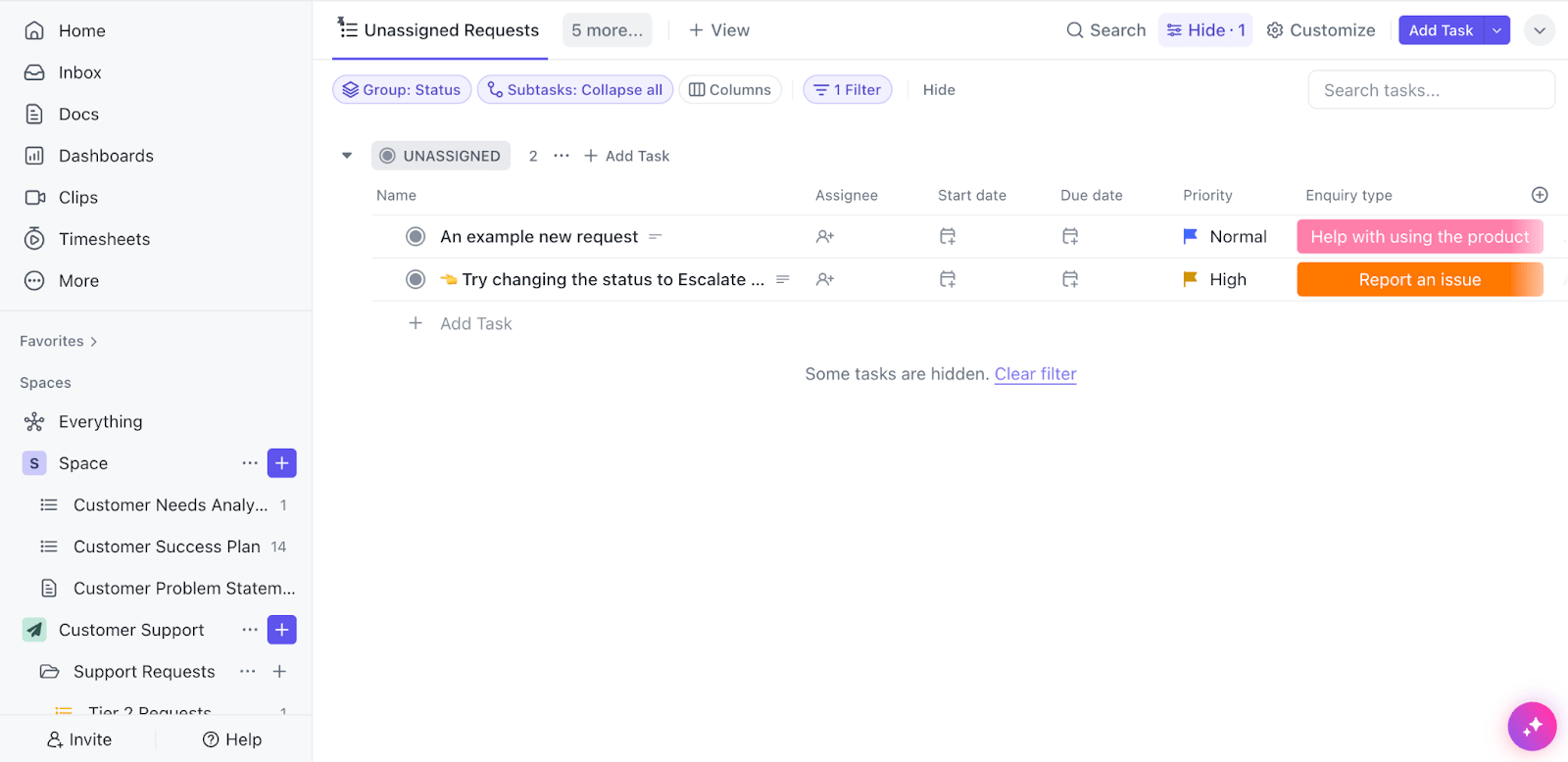 Semplificate la gestione dei ticket di supporto con il modello ClickUp per l'assistenza ai clienti