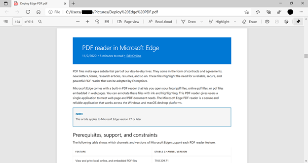 Ricerca nella versione per browser di Microsoft Edge PDF