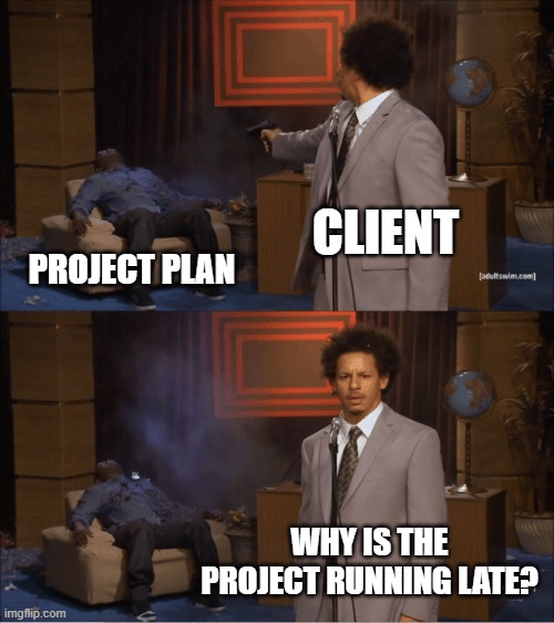 project running late meme