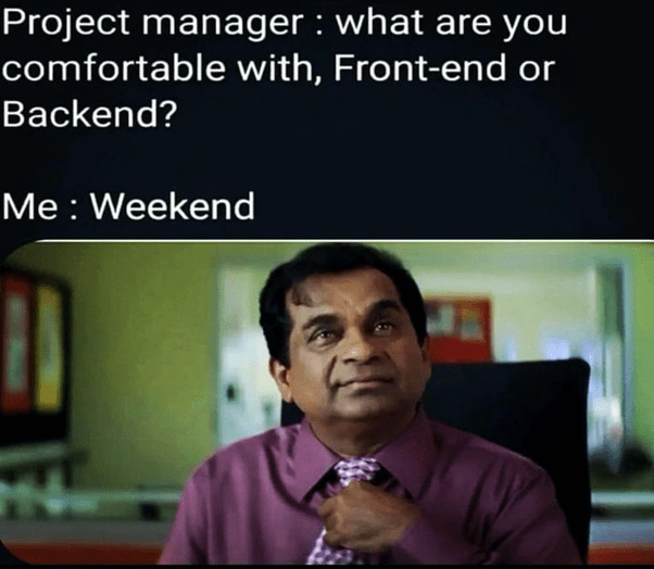 Project management weekend meme