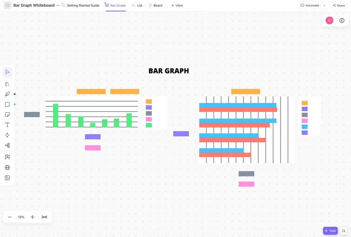 Plantilla de pizarra de gráficos de barras ClickUp