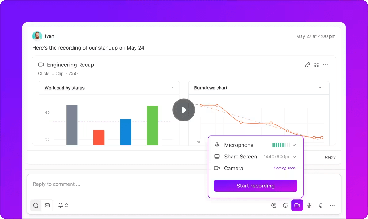 Aantekeningen maken van een video met ClickUp Clips