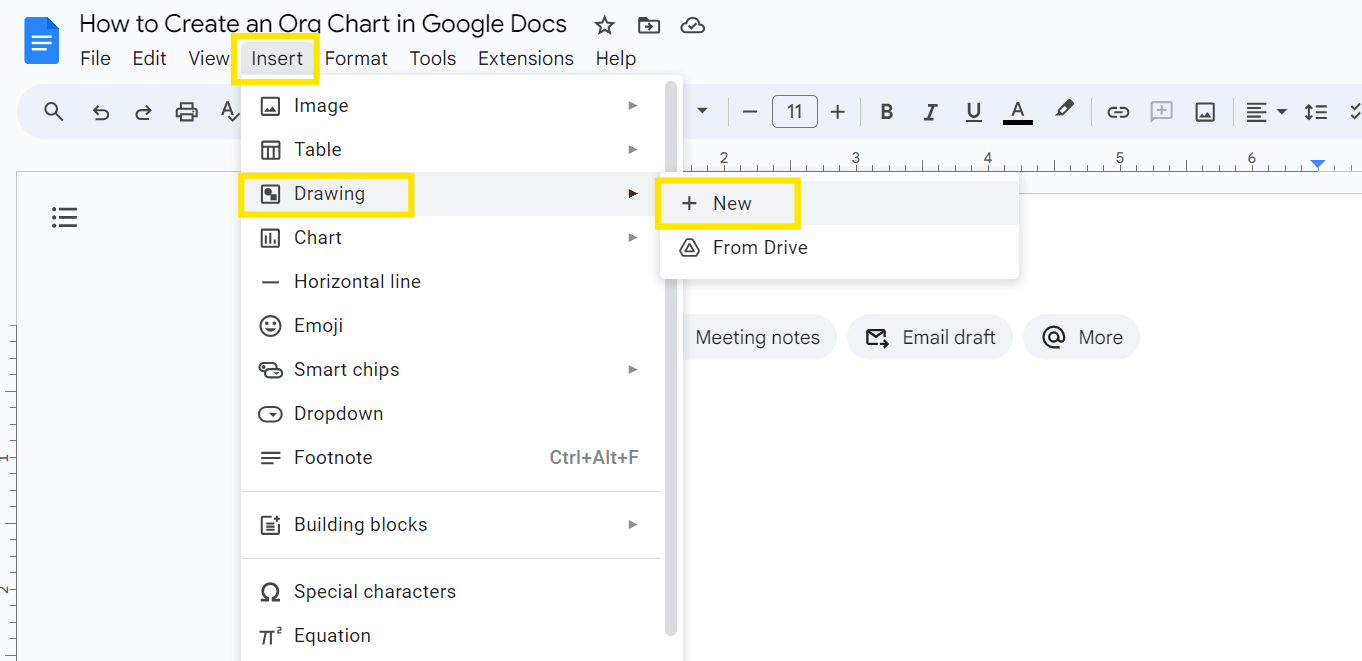 Access the Google Drawing tool