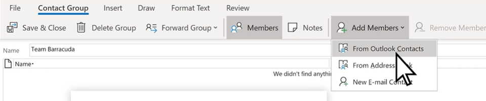 Adding people to contact group in Outlook