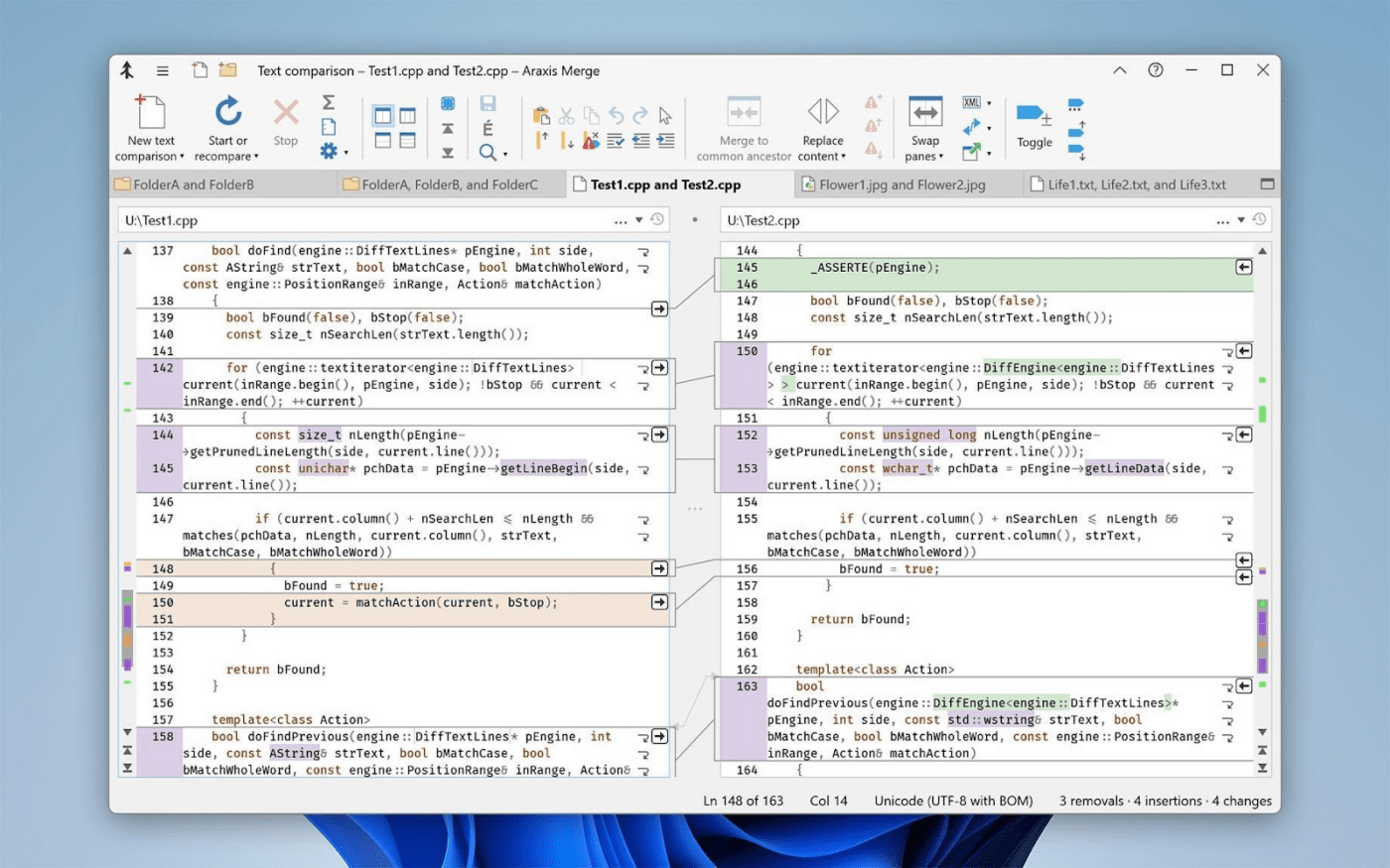 AraxisMerge での文書比較とマージ