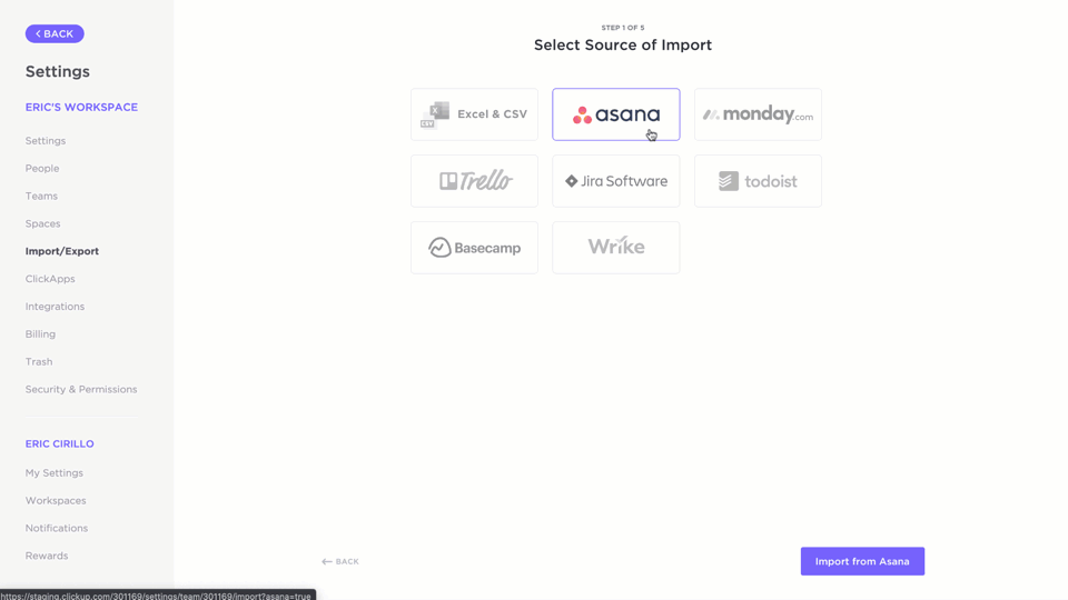 AsanaからClickUpにエクスポートする方法