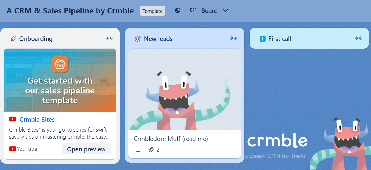 Crmble의 CRM 및 영업 파이프라인 템플릿