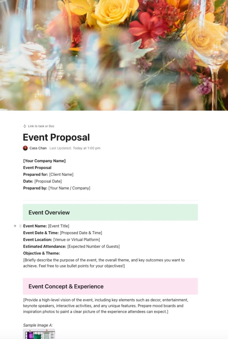 ClickUp Event Proposal Template