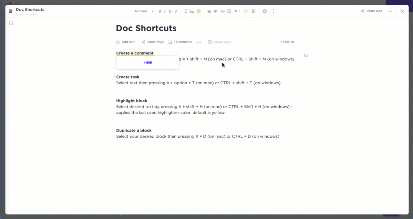 ClickUp Shortcuts