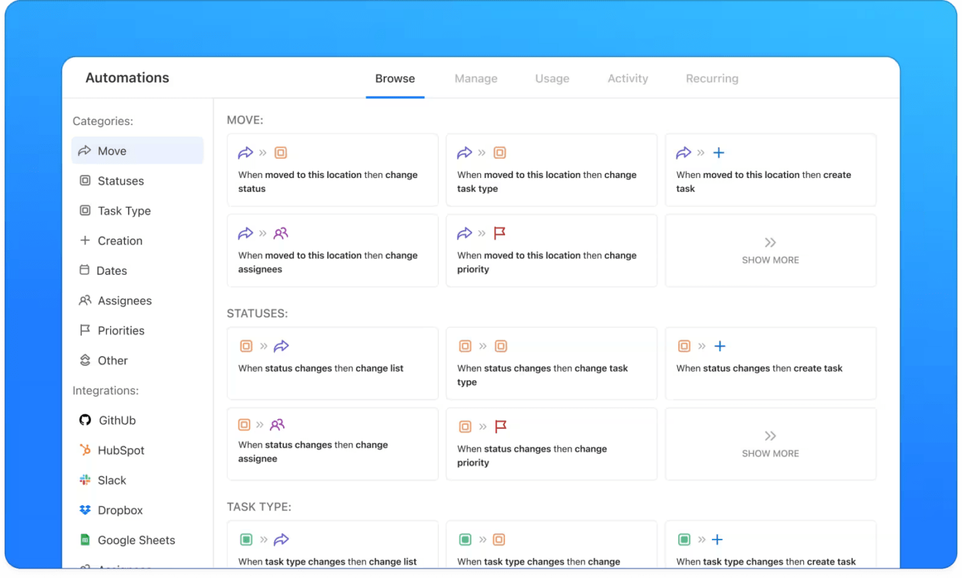 Utilice las Automatizaciones de ClickUp para automatizar tareas rutinarias