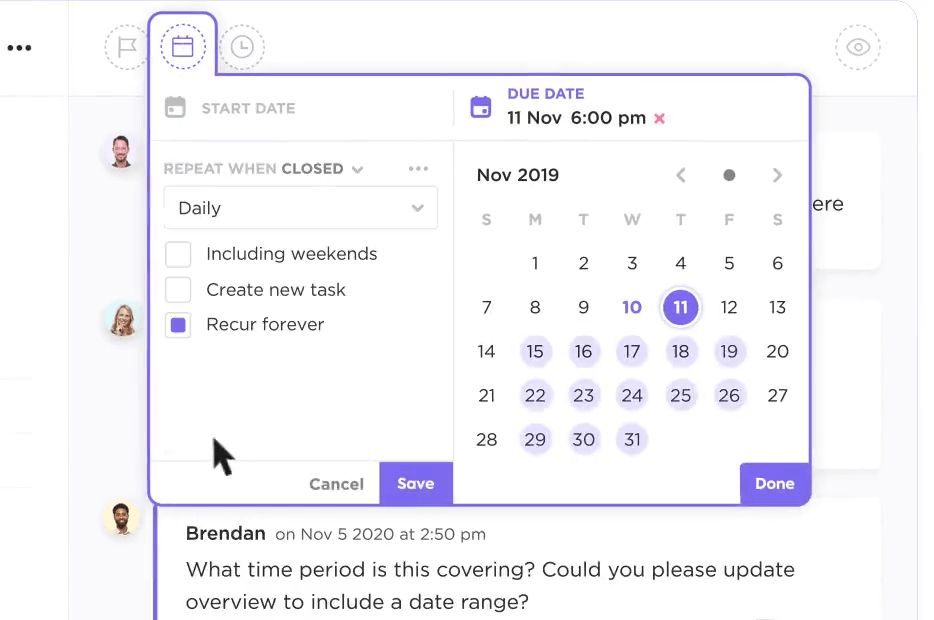 Automatize os check-ins de rotina para manter sua equipe dentro do cronograma com o ClickUp Recurring Tasks: A Navalha de Hanlon