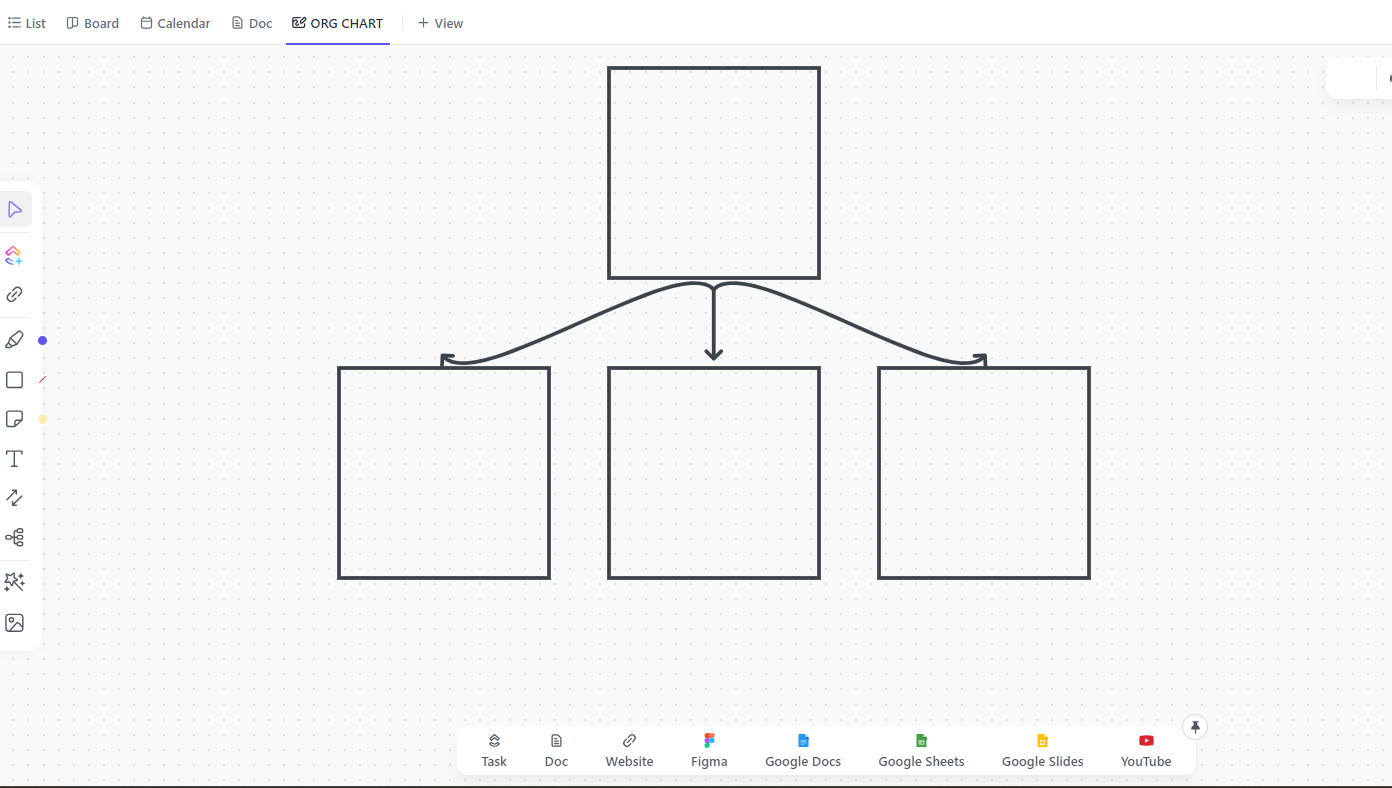 ClickUpホワイトボードで形を接続する