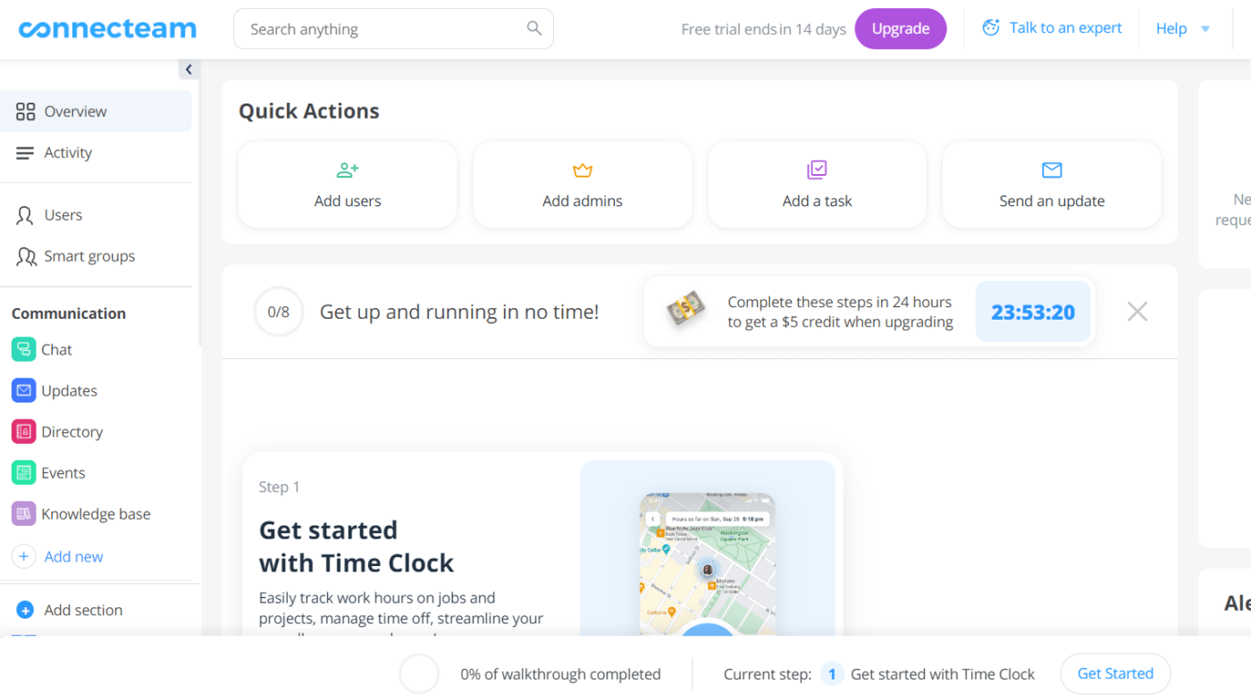 Connecteam dashboard