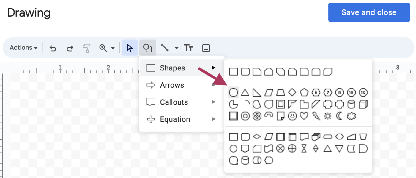 Creating an oval shape in Google Docs