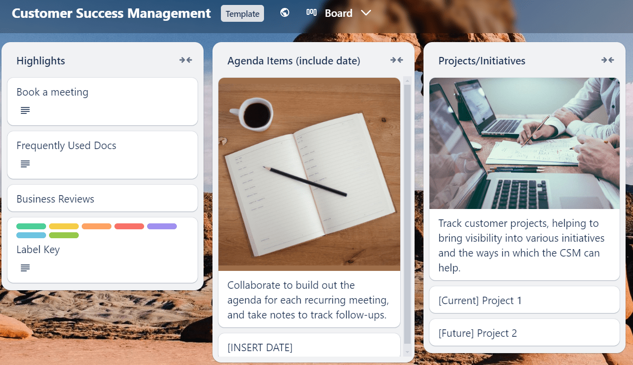 Modelo do Trello para gerenciamento do sucesso do cliente