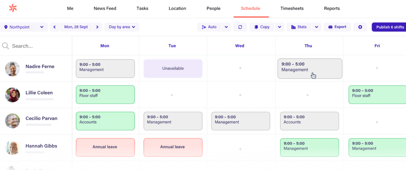 Dasbor jadwal wakil