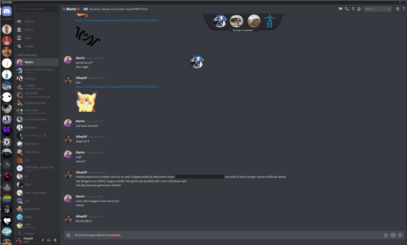 Discord user interface