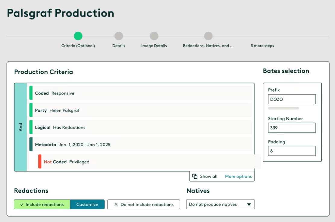 Dasbor Everlaw - Alat eDiscovery