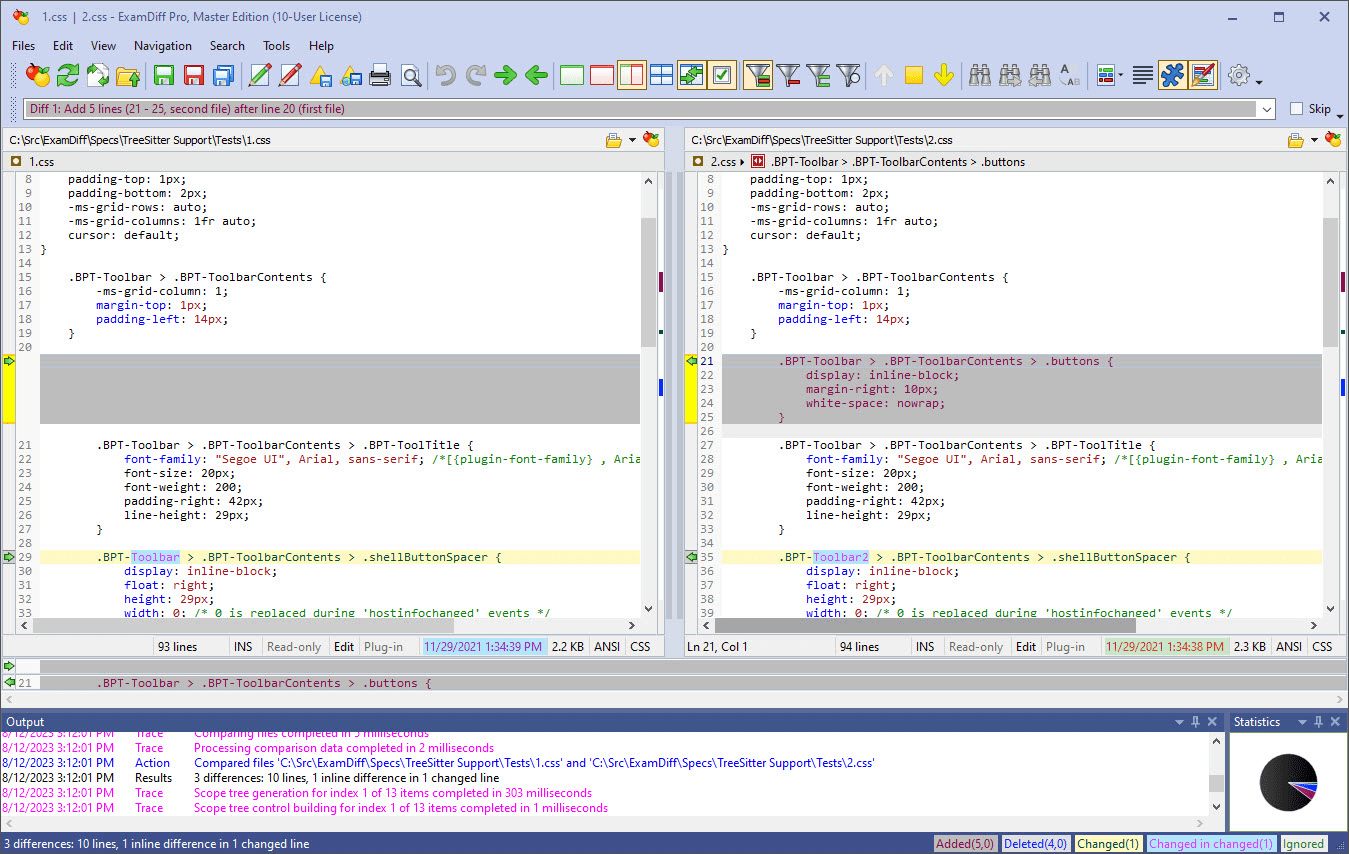 ExamDiff comparación de archivos