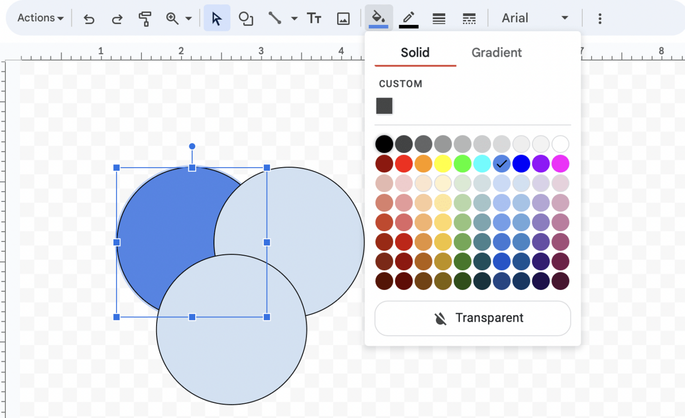 Rellenar de color una figura en Documentos de Google