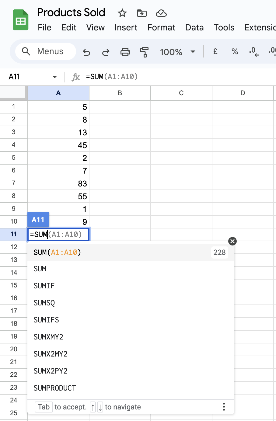 Fonction dans Google Sheets