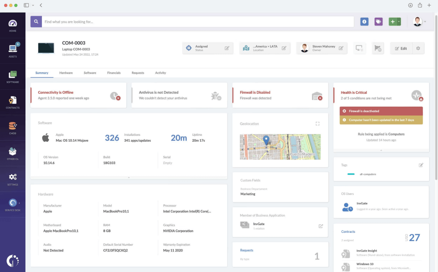 Invgate Insight for IT inventory management 