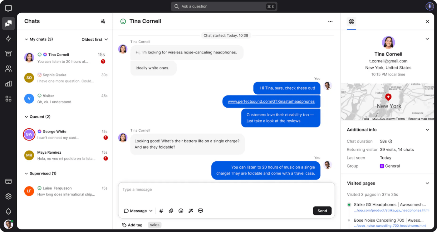 O LiveChat está entre as principais plataformas de bate-papo para atendimento ao cliente em tempo real