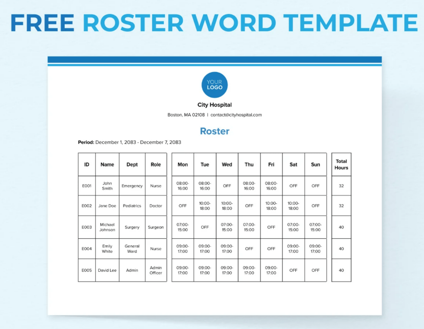 Medical Roster Word Template by Template.net