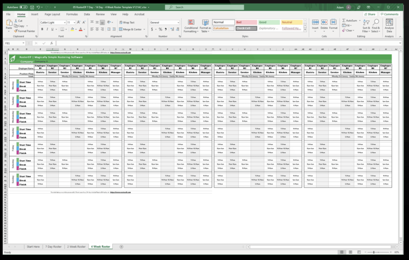 Mobile Roster Template by Rosterelf