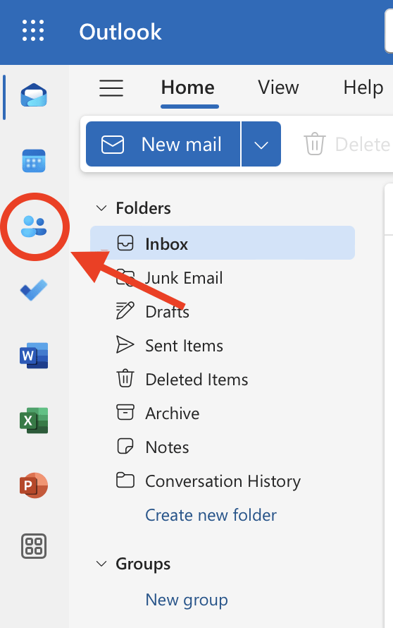 Icono de personas en Outlook