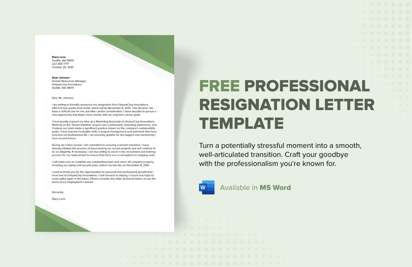 Template Surat Pengunduran Diri Profesional oleh Template.Net