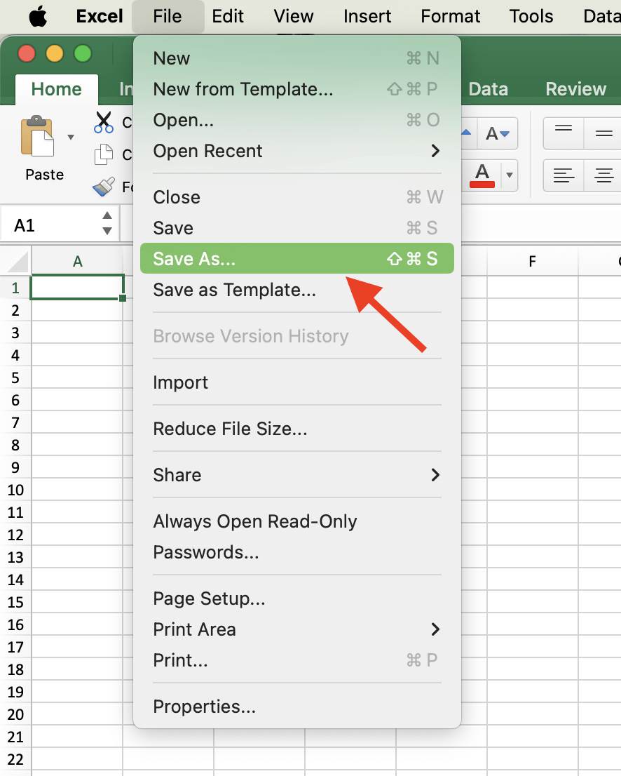 opção "Salvar como" na planilha de CRM do MS Excel