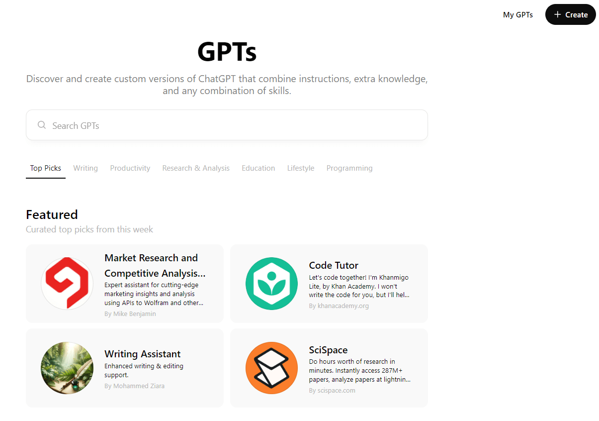 Creating custom GPTs on ChatGPT