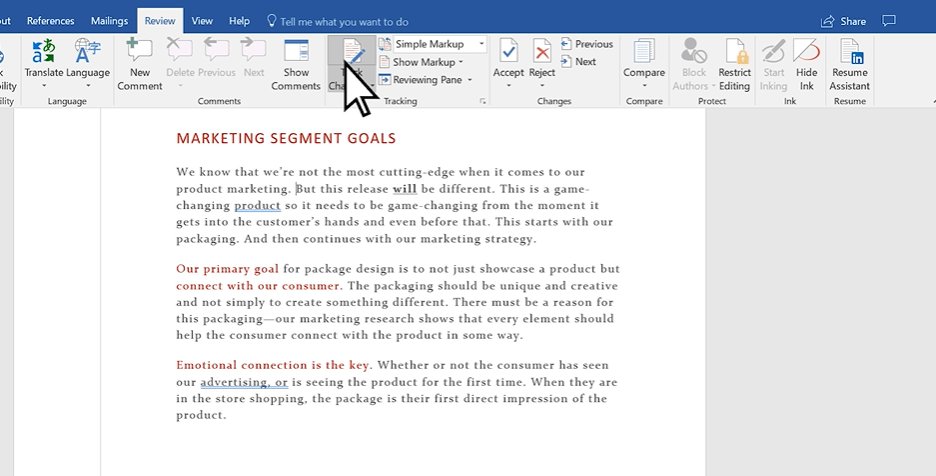 Monitoraggio delle modifiche in Word per sapere come monitorare le modifiche in word