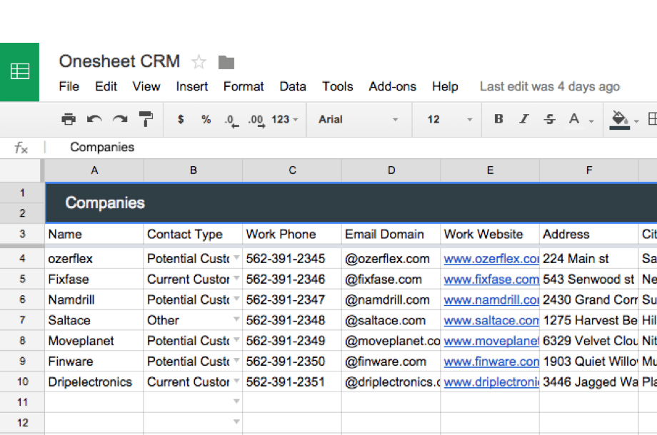 Einfaches CRM von OneSheet CRM