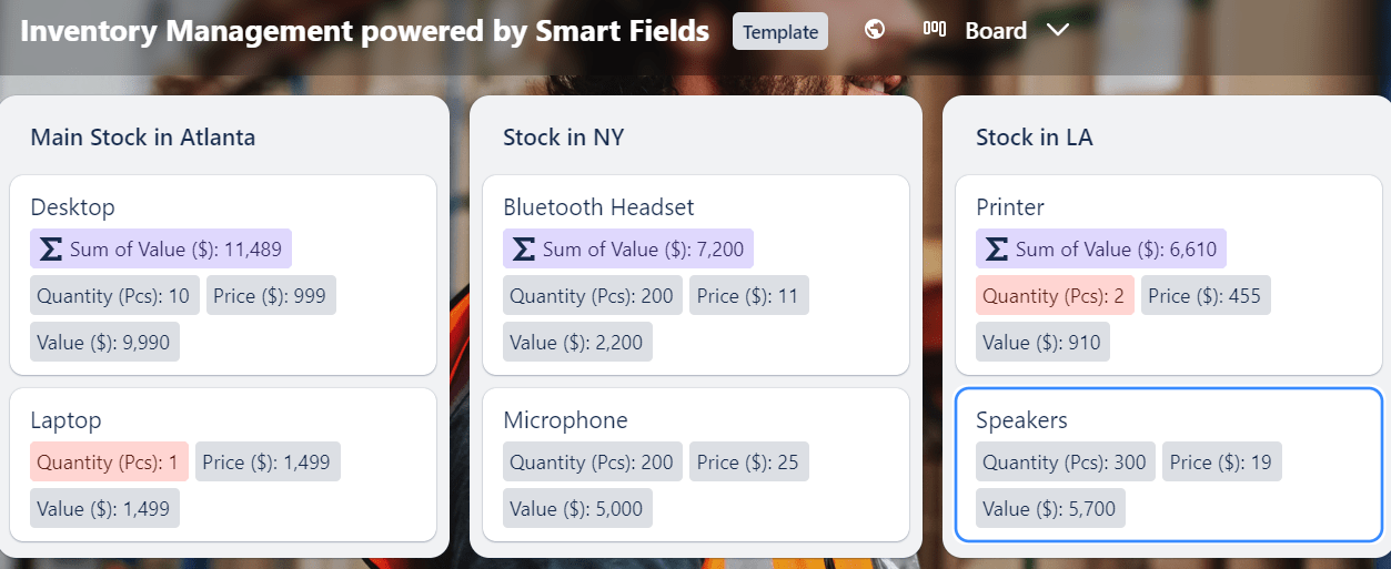 Trello 재고 관리 템플릿