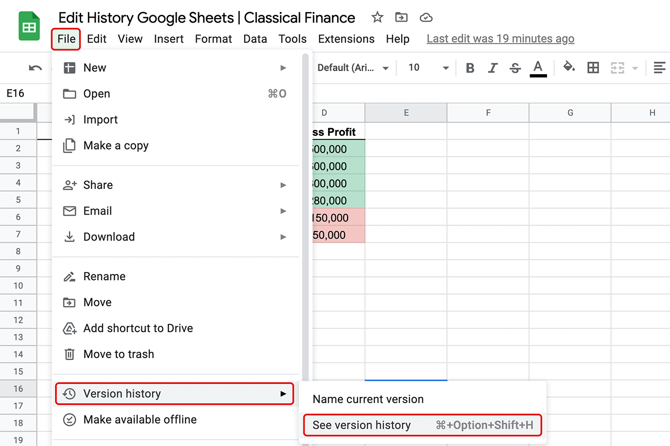 Histórico de versões: Planilha Google vs Excel