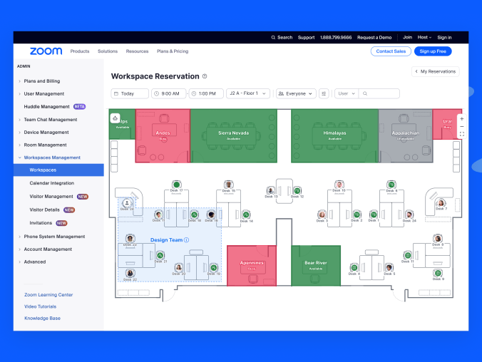 Workspace-Reservierung auf Zoom bei der Entscheidung für Teams vs. Zoom