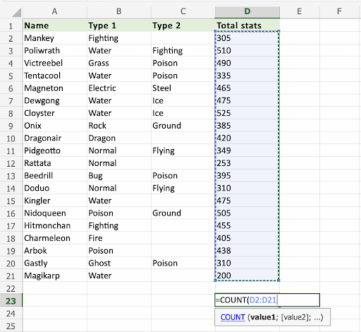 Excel formulas example: W3Schools