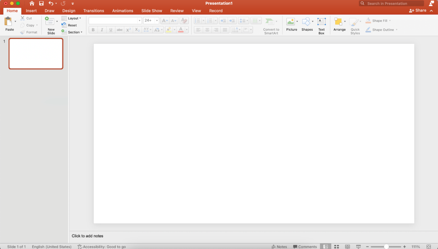 Microsoft PowerPoint Seite