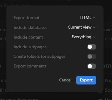 HTML Export Format