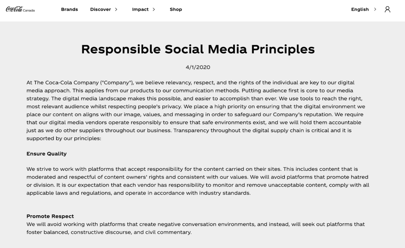 Social media policy example—Coca-Cola