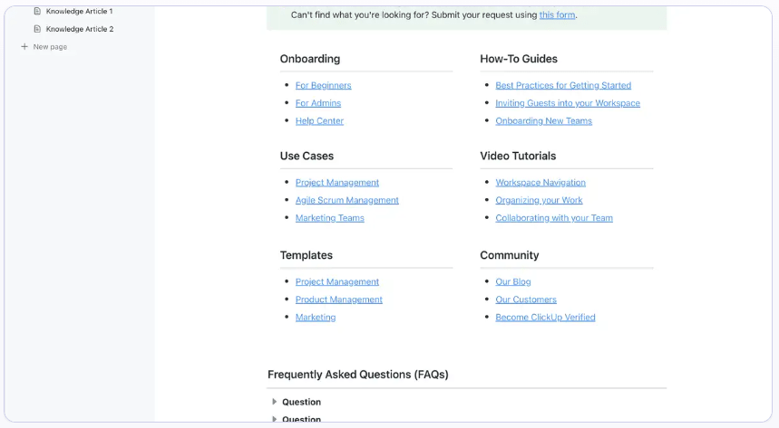  Create and organize a digital library of information with ClickUp's Knowledge Base Template 