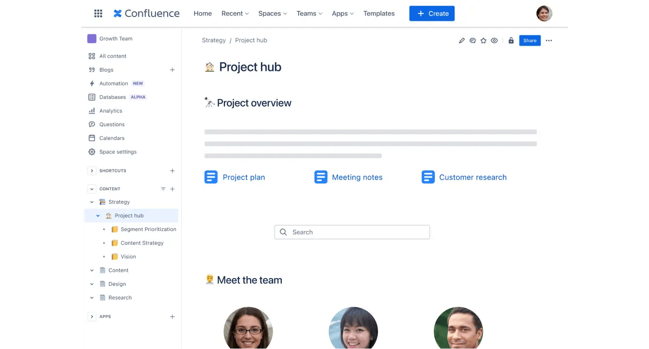 Dashboard di Confluence