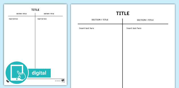 Editable T-Chart Template