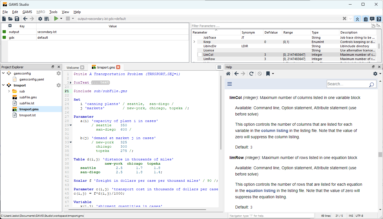 GAMS pour le logiciel de simulation de Monte Carlo