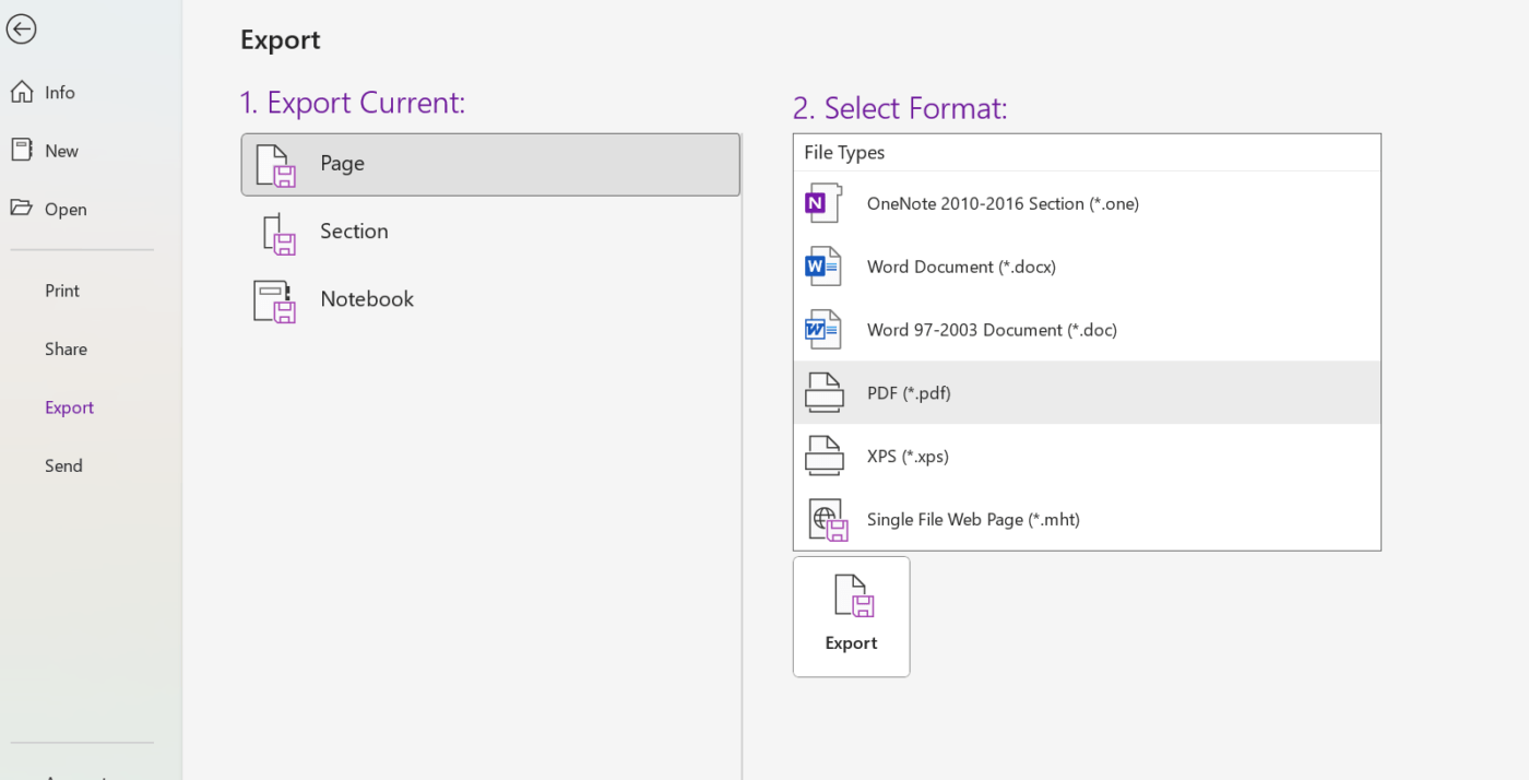 Exportar en formato PDF